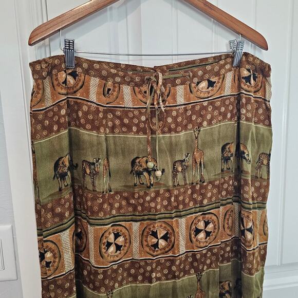 Vintage Y2K Stonebridge Skirt Womens Size 18W Brown Safari Animal Giraffe Zebra - Picture 3 of 11